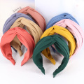 Bandeau Opaska Korean Style Simple Fabric Broad-Side Wide Cross Knotted Headband Sweet Hairband for Women Girl Hair Accessories Wholesale